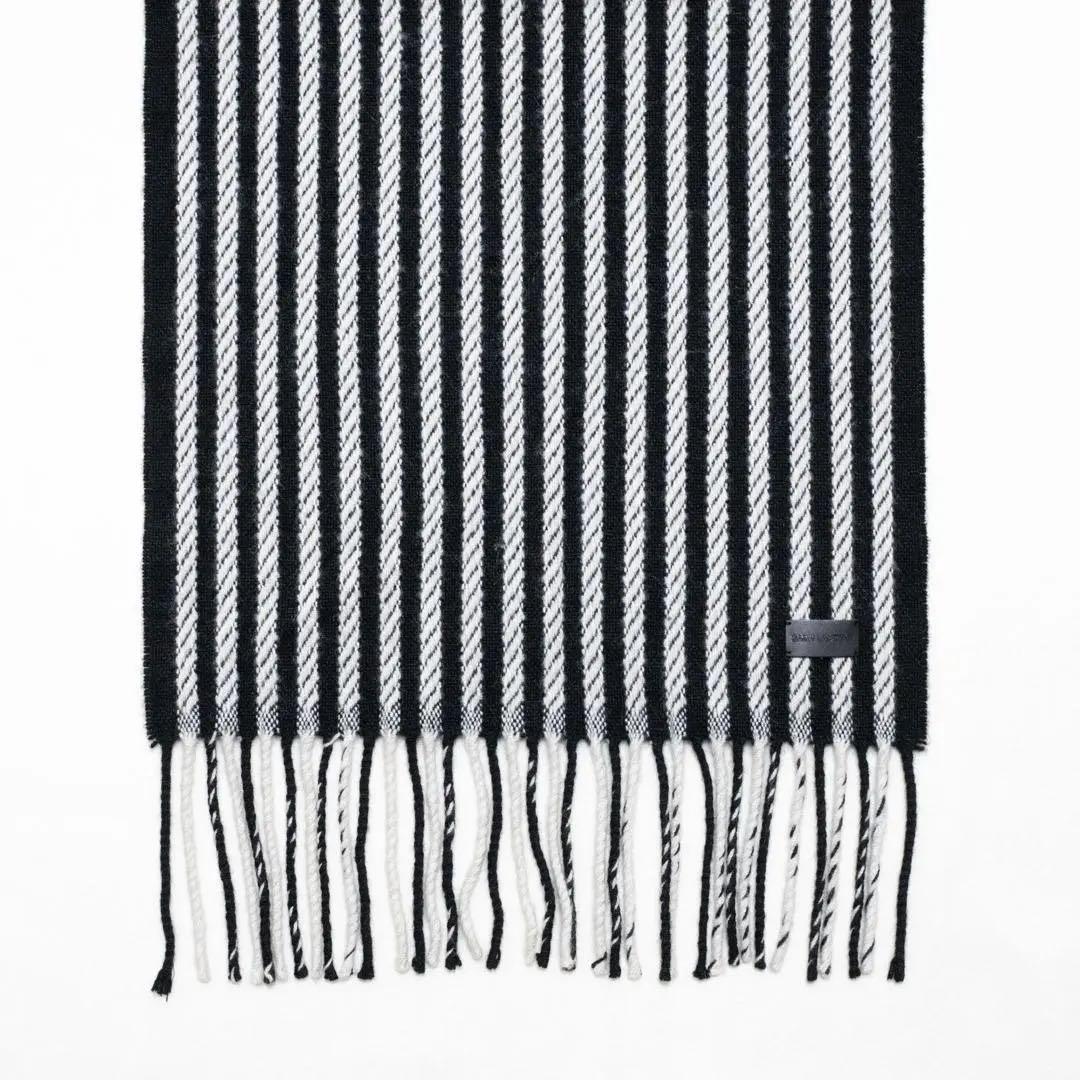 SAINT LAURENT メンズマフラー 白黒 ストライプ
