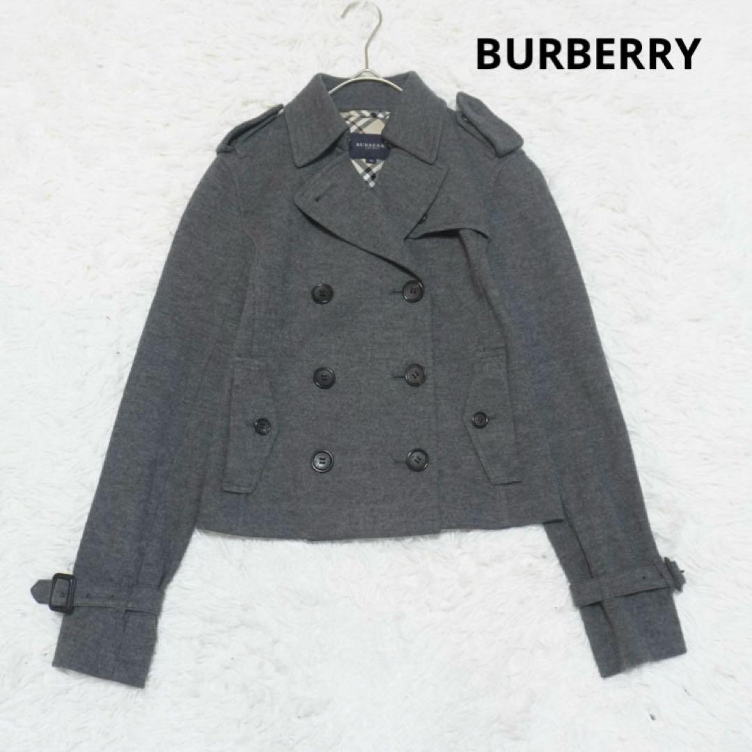 美品 バーバリー ピーコート ナポレオン ノバチェック ショート丈 ダブル