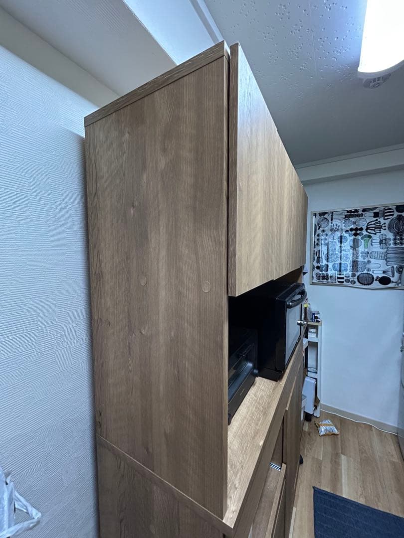 ロウヤ　120cm 木目調キッチン収納キャビネット