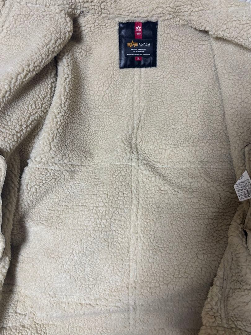 ALPHA ボア フェイクムートン フライトジャケット ブラック XL