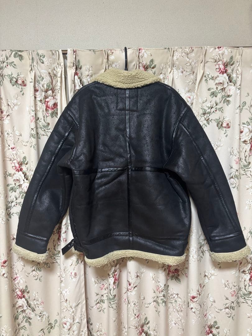 ALPHA ボア フェイクムートン フライトジャケット ブラック XL