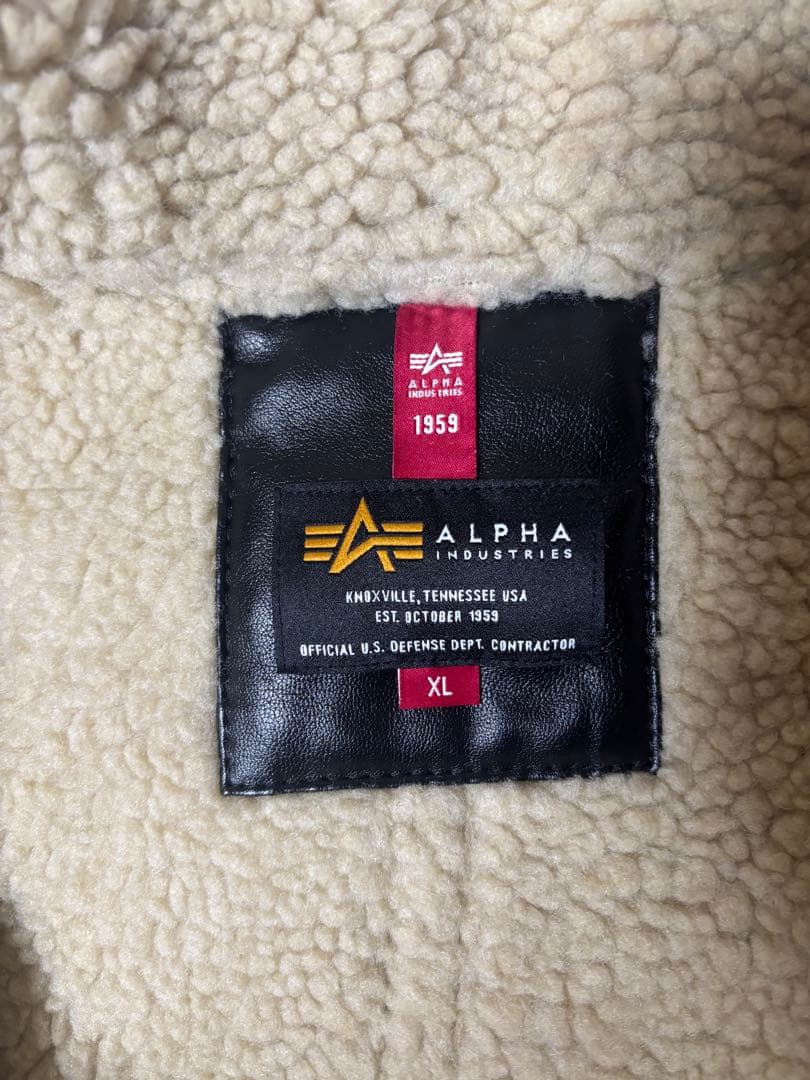 ALPHA ボア フェイクムートン フライトジャケット ブラック XL
