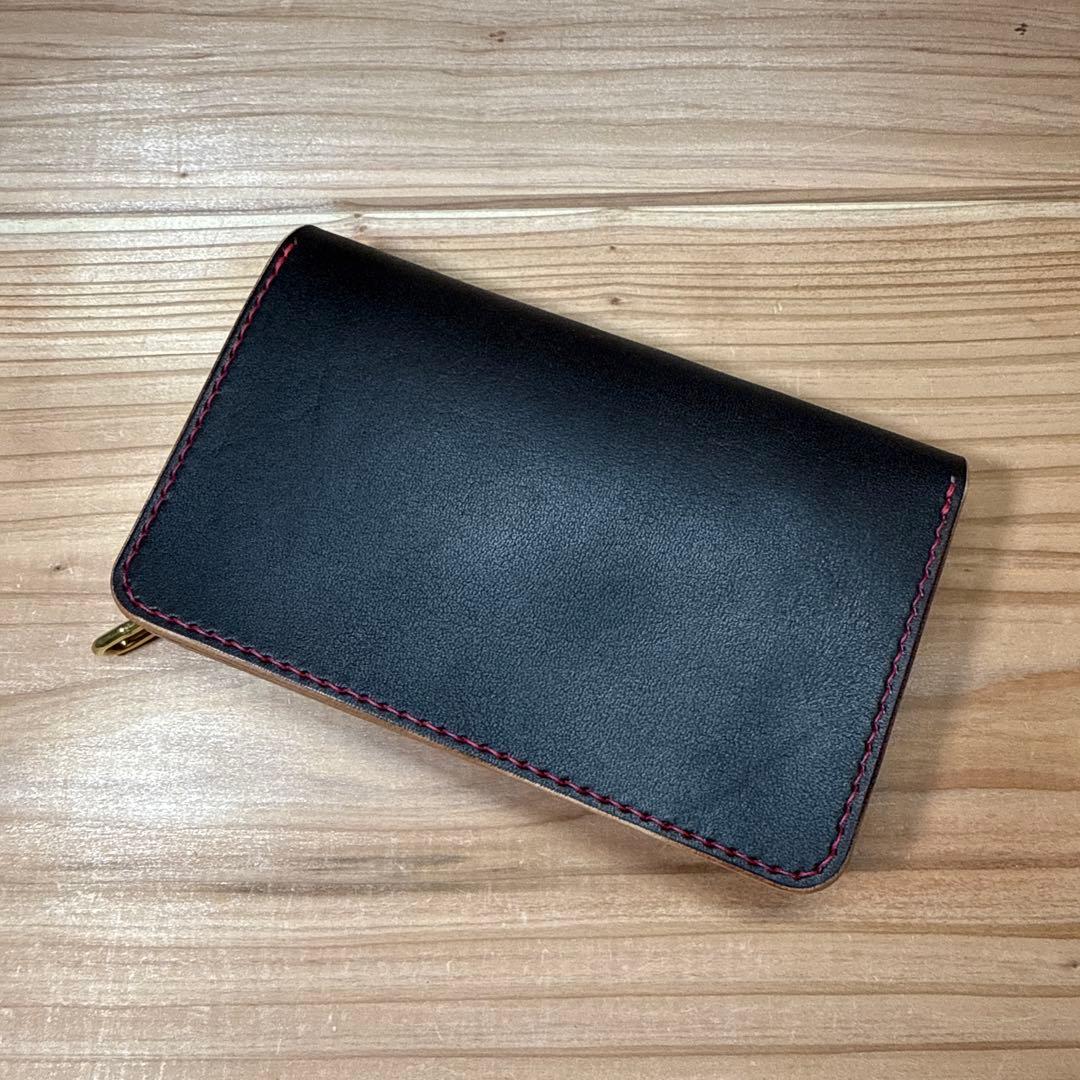 栃木レザー 丘染 ミドル トラッカーウォレット カスタム サドルレザー 真鍮