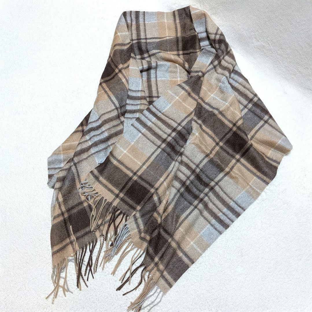 新品タグ付き✨macocca カシミヤ100% チェック柄 大判ストール