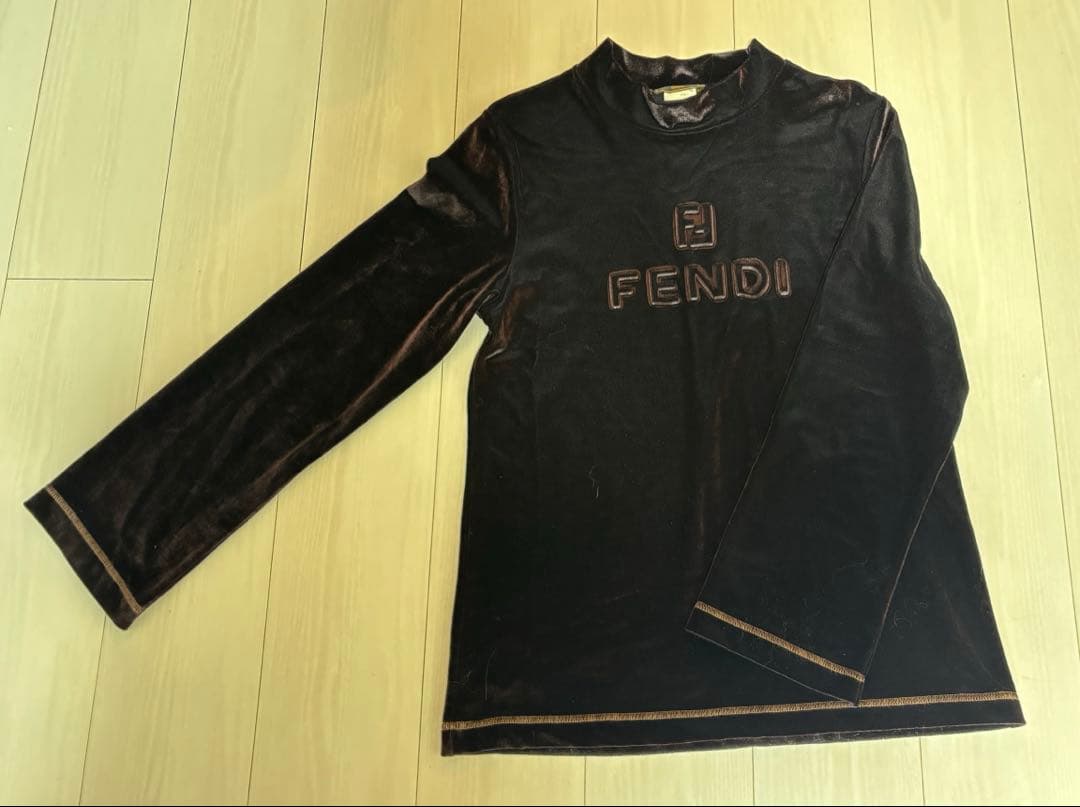 FENDI ヴィンテージ FFロゴ ベロアハイネック カットソー