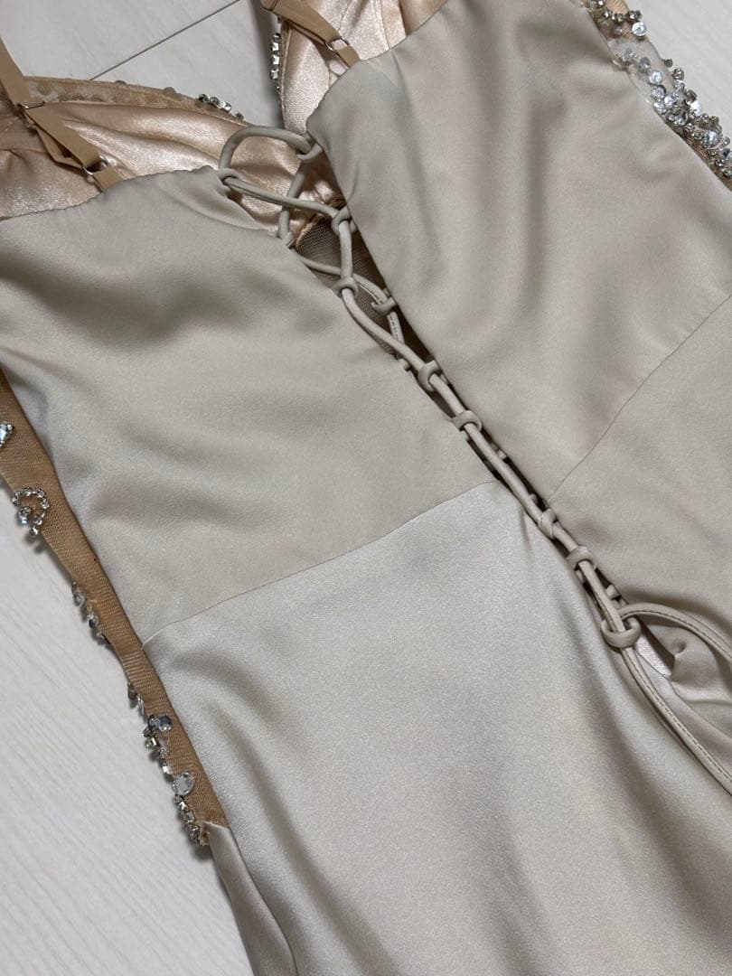 IRMA イルマ ビジュー 刺繍 スリット ロングドレス キャバドレス