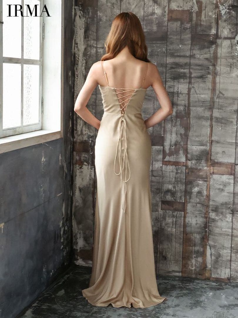 IRMA イルマ ビジュー 刺繍 スリット ロングドレス キャバドレス
