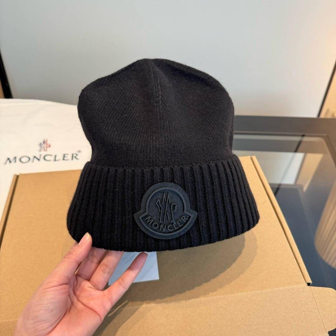 MONCLER ロゴ ニット キャップ ブラック
