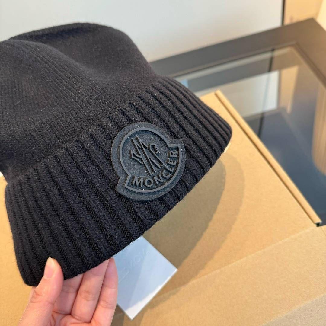 MONCLER ロゴ ニット キャップ ブラック