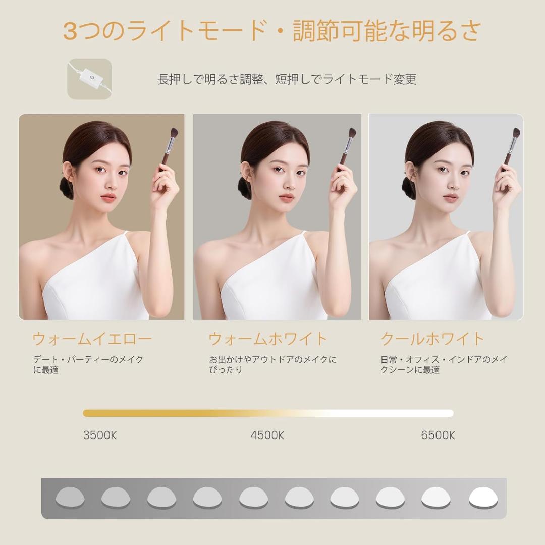 めろぴんく姫様用❣️おしゃれ❣️白 ミラー LEDライト10個付 鏡台