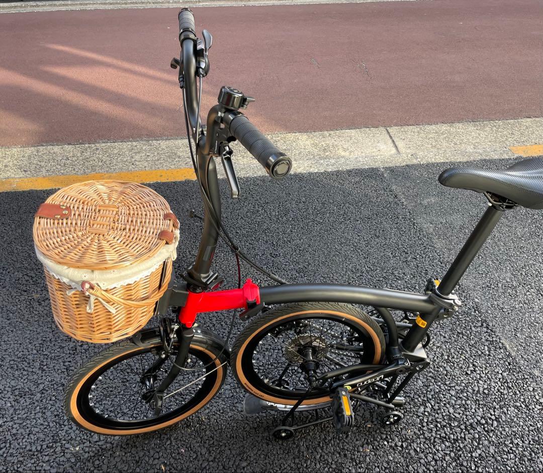 折りたたみ自転車　オシャレ　可愛い　ブラック　赤