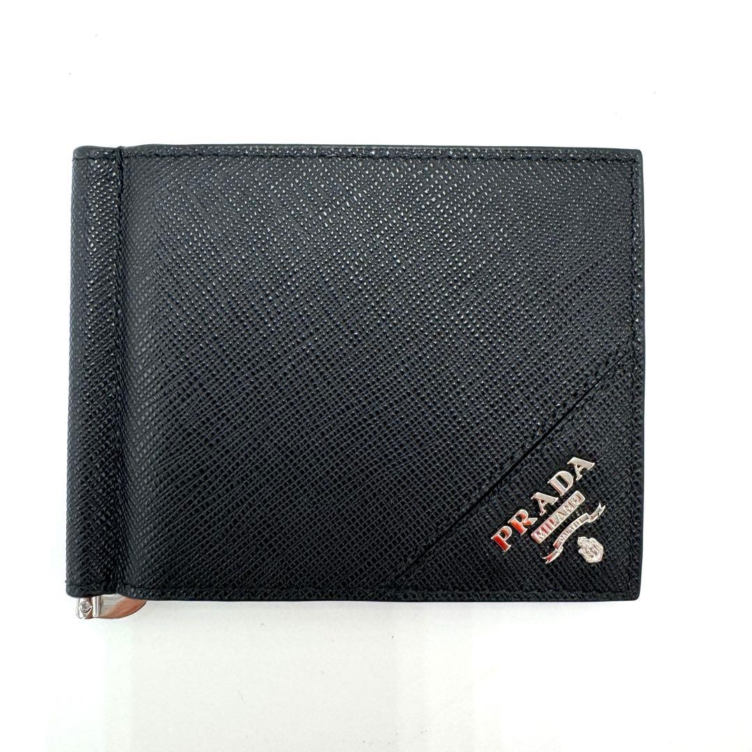 【超美品】PRADA プラダ サフィアーノ メタル マネークリップ 2MN077