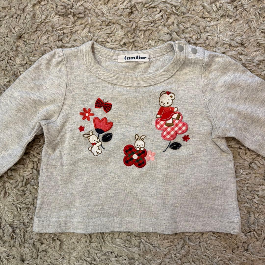 familiar 80cm 女の子 長袖カットソー3点セット