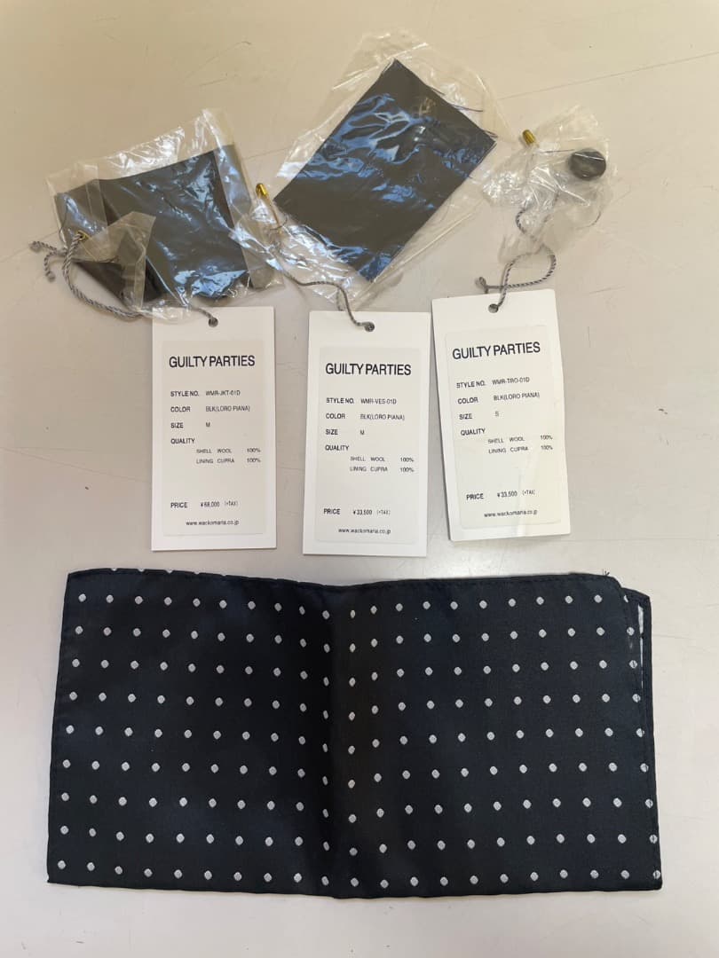 ワコマリア　セットアップ　スーツ　ロロピアーナ　3ピース＋ネクタイ　ドット裏地