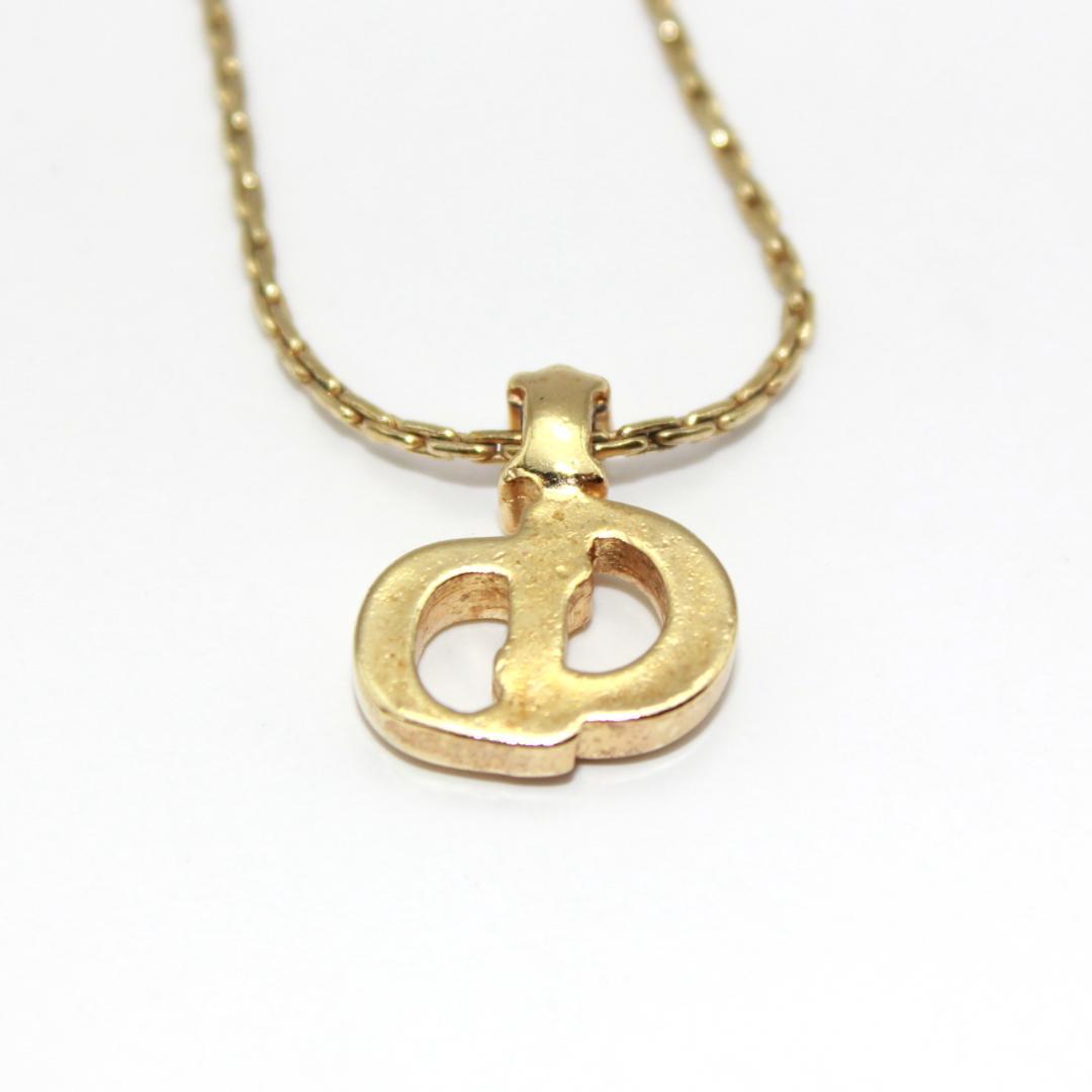 美品 Dior クリスチャンディオール CDロゴ ストーン ゴールド ネックレス