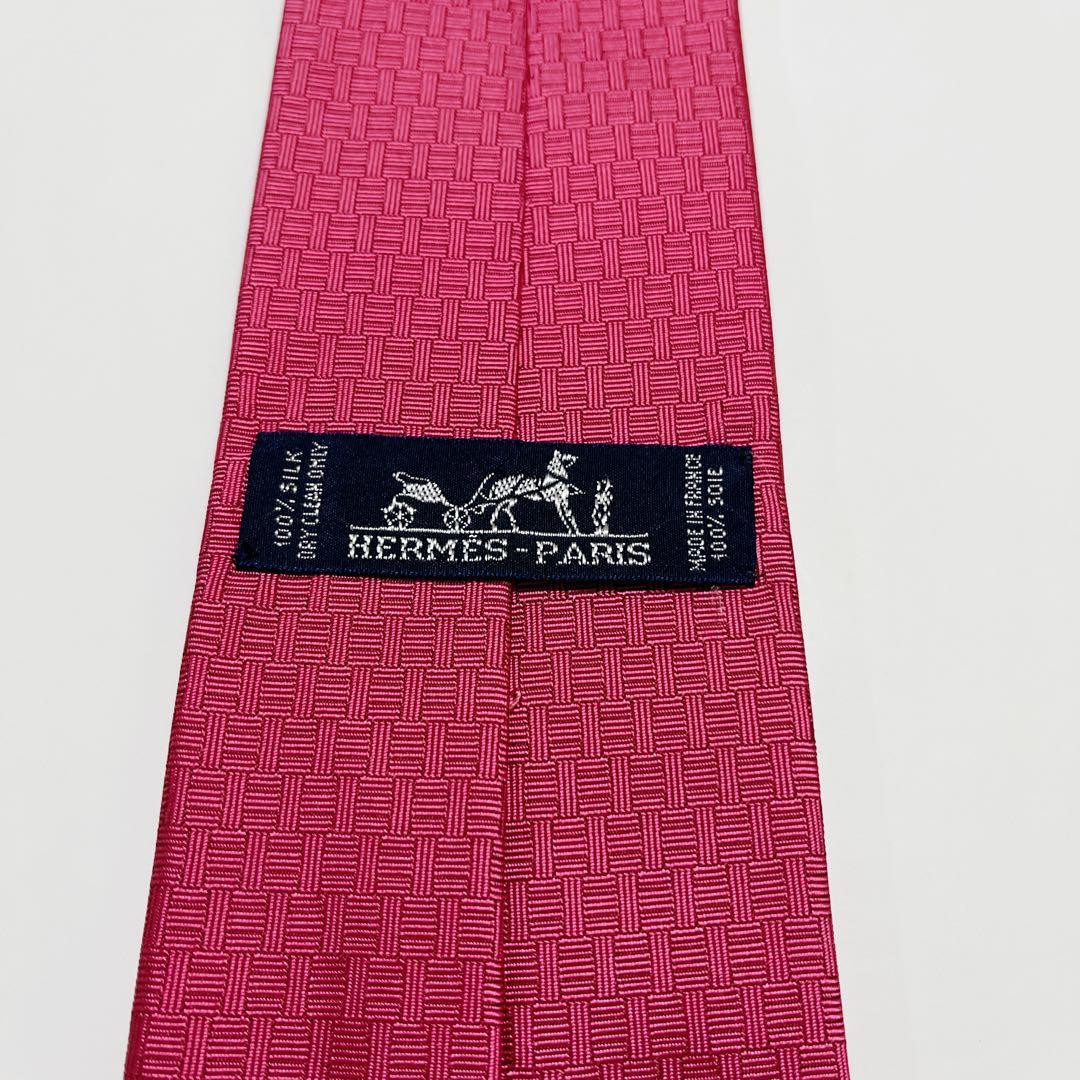 美品 エルメス ネクタイ ハイブランド H柄 ファソネ 光沢 ジャガード 希少