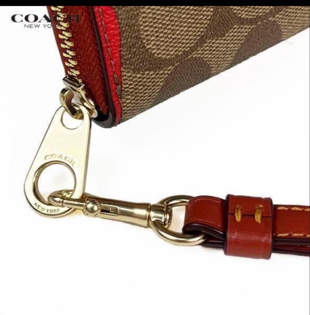 コーチ 長財布 COACH レザー シグネチャー ストロベリー 苺 プリント