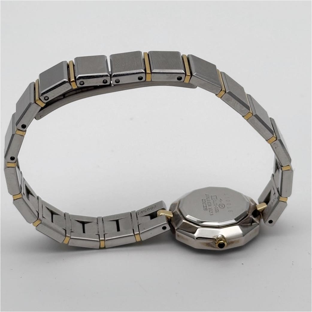SEIKO 1E20-0D70 QZ 白 SS 不動 サファイヤ ヘキサゴン