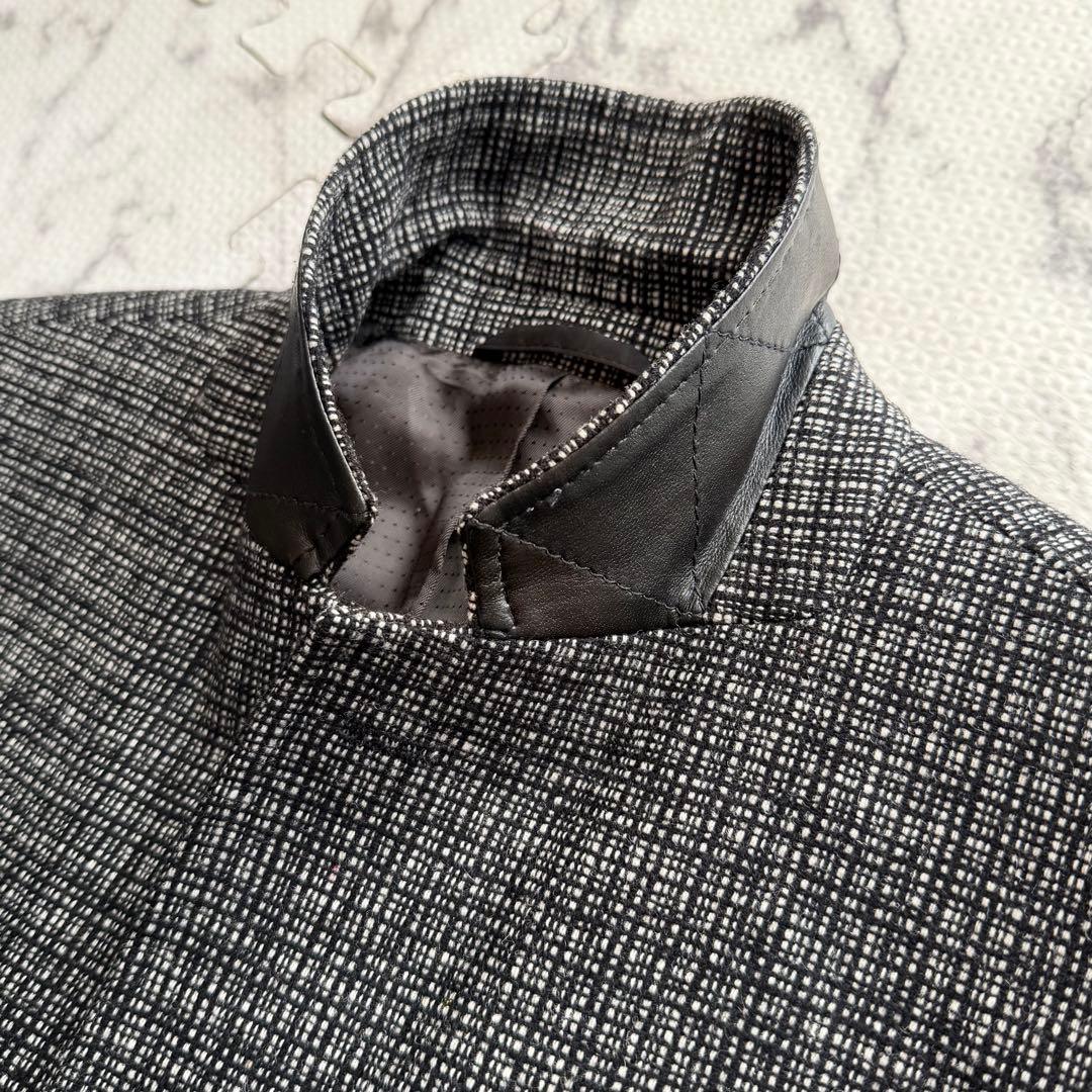 極美品✨ヒューゴボス テーラードジャケット エルボーパッチ 羊革 グレー系 50