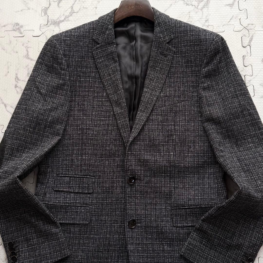 極美品✨ヒューゴボス テーラードジャケット エルボーパッチ 羊革 グレー系 50