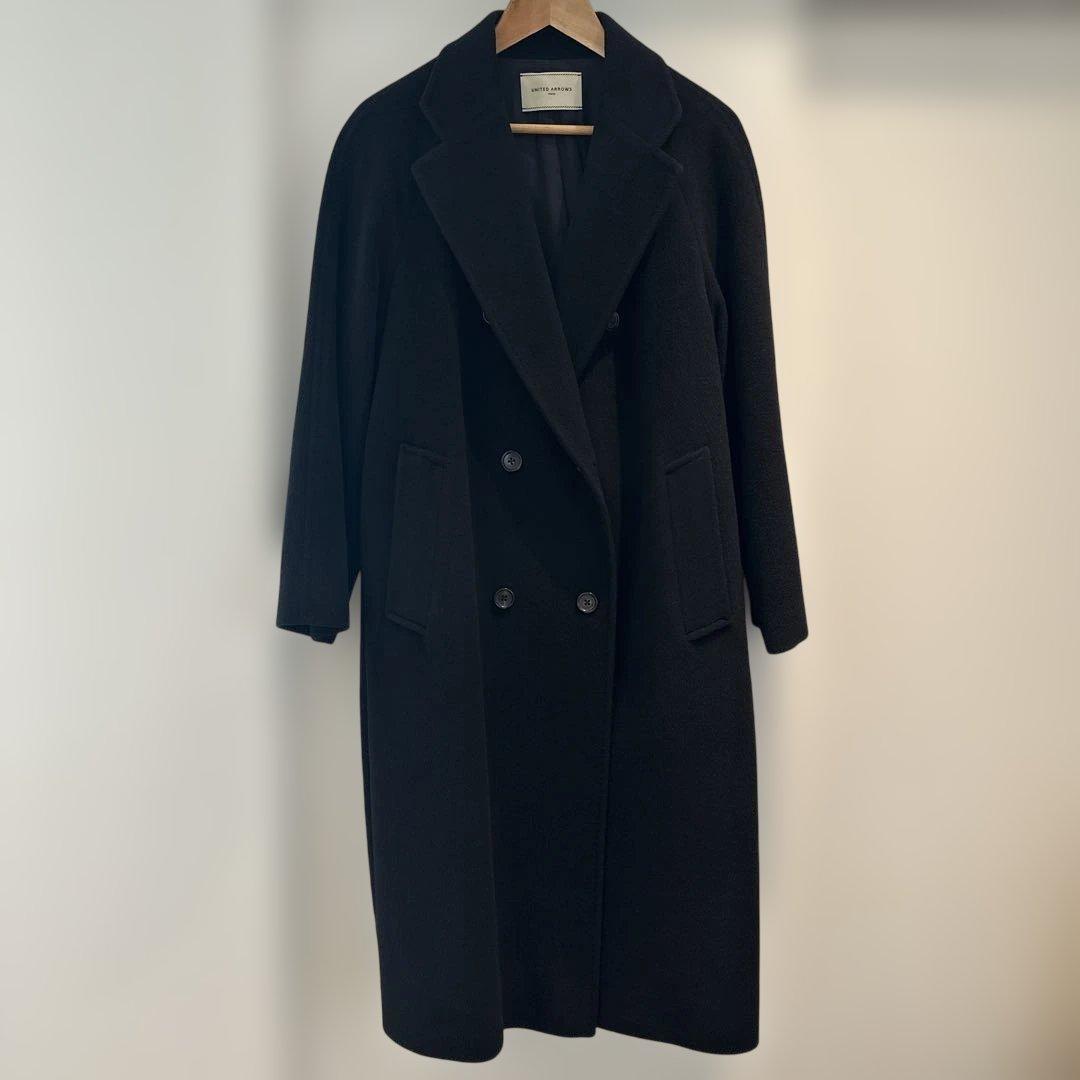UNITED ARROWS ウール　ロングコート　黒　38 美品