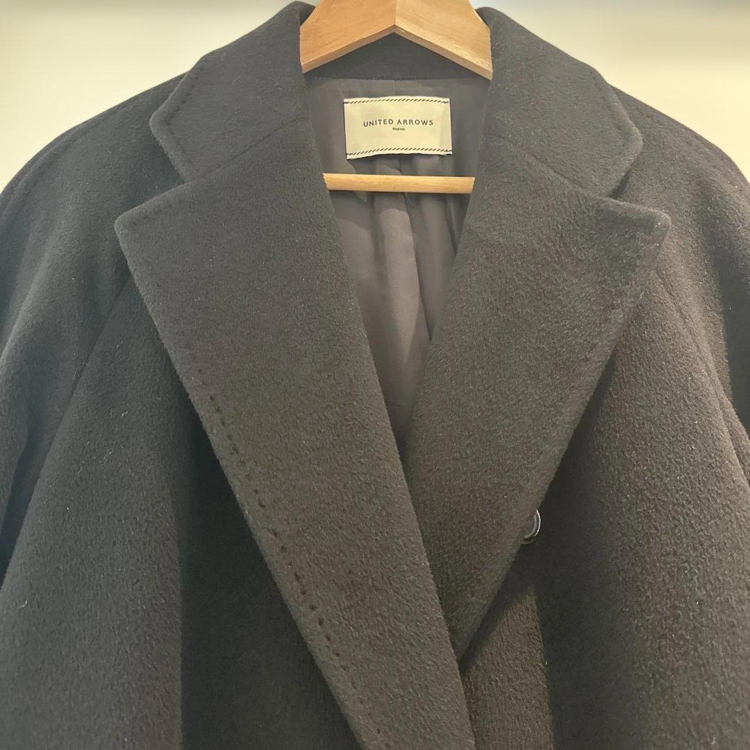 UNITED ARROWS ウール　ロングコート　黒　38 美品