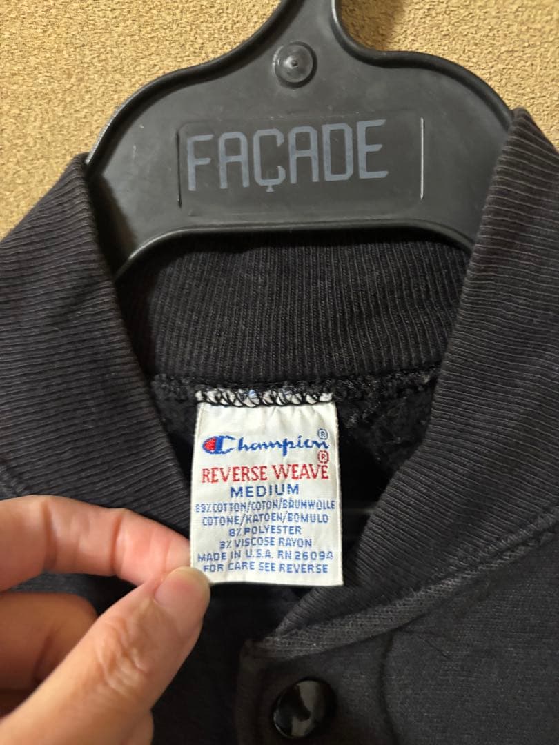 90s champion スナップカーディガン　黒　usa製