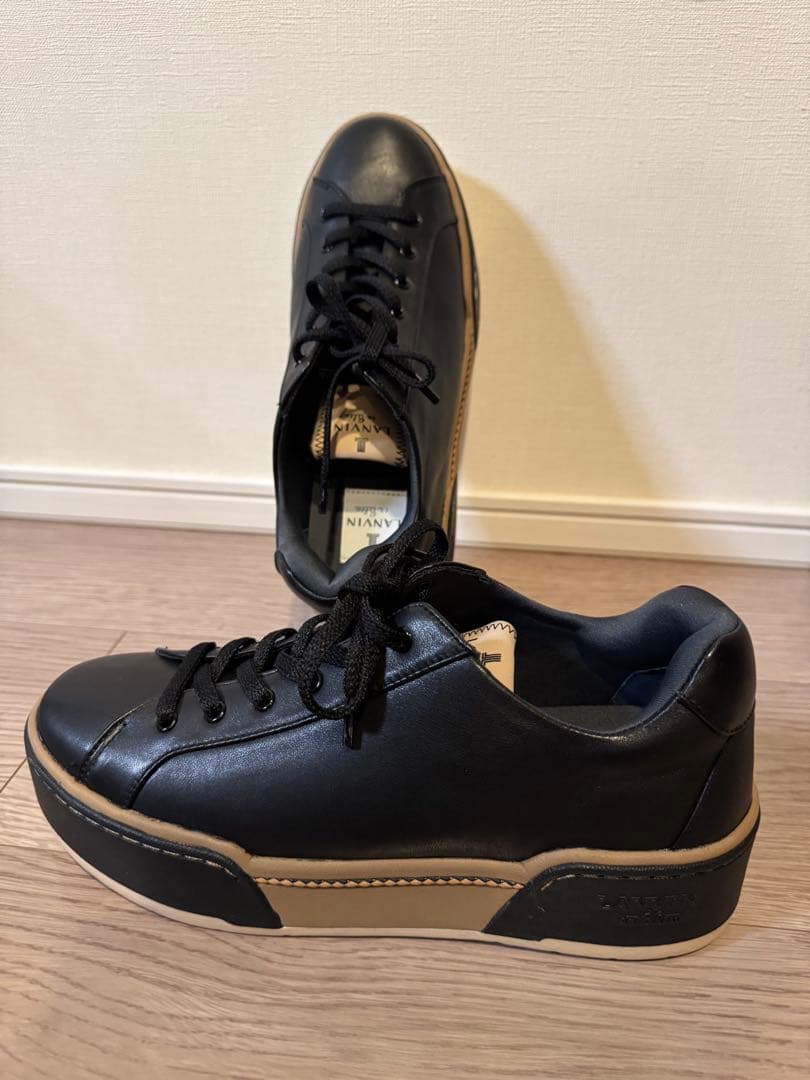 LANVIN 厚底レースアップスニーカー　ブラック　23.5