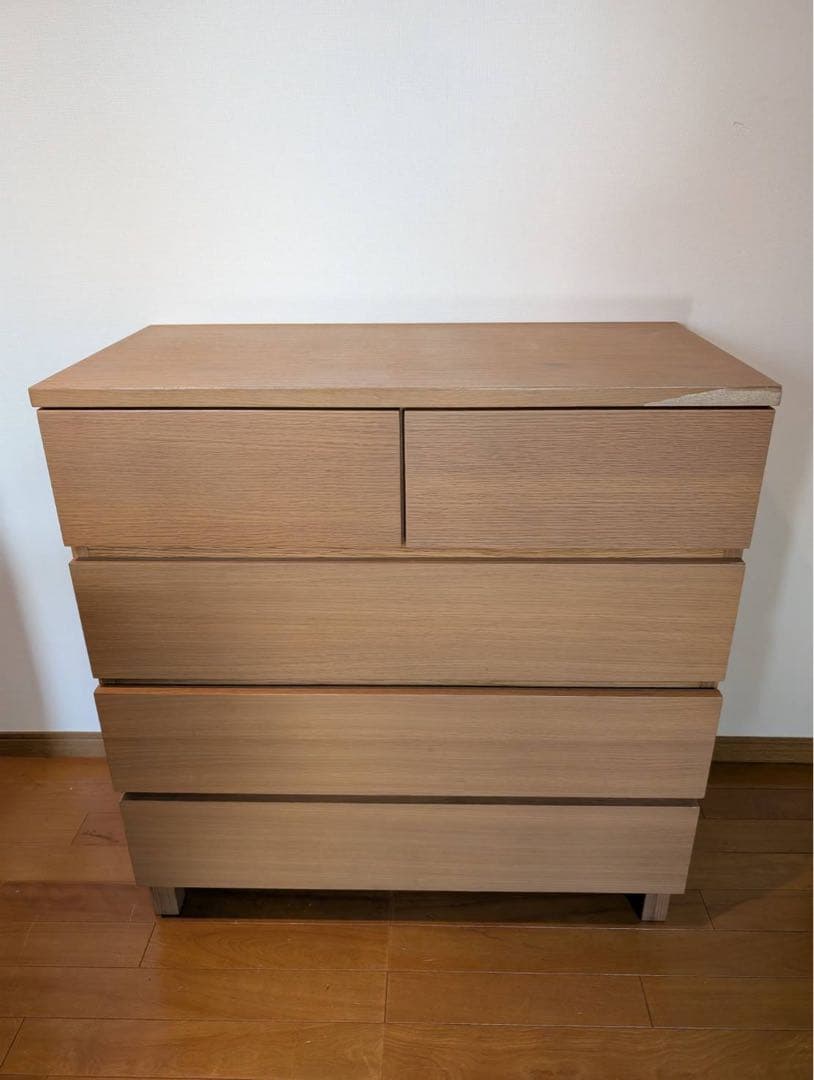 ■送料込■無印 MUJI 木製チェスト オーク材 4段ワイド 衣類収納 たんす棚