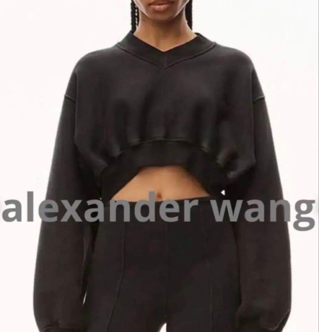 alexander wang ブラック クロップドスウェット　アレキサンダーワン