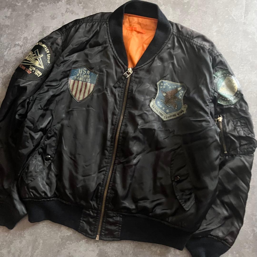 ma-1 フライトジャケット　ワッペン　ブラック リバーシブル