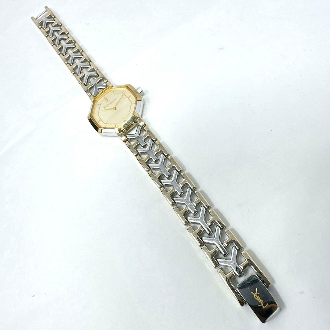 極美品 稼働 イブサンローラン 腕時計 Y字 オクタゴン コンビ 付属品あり