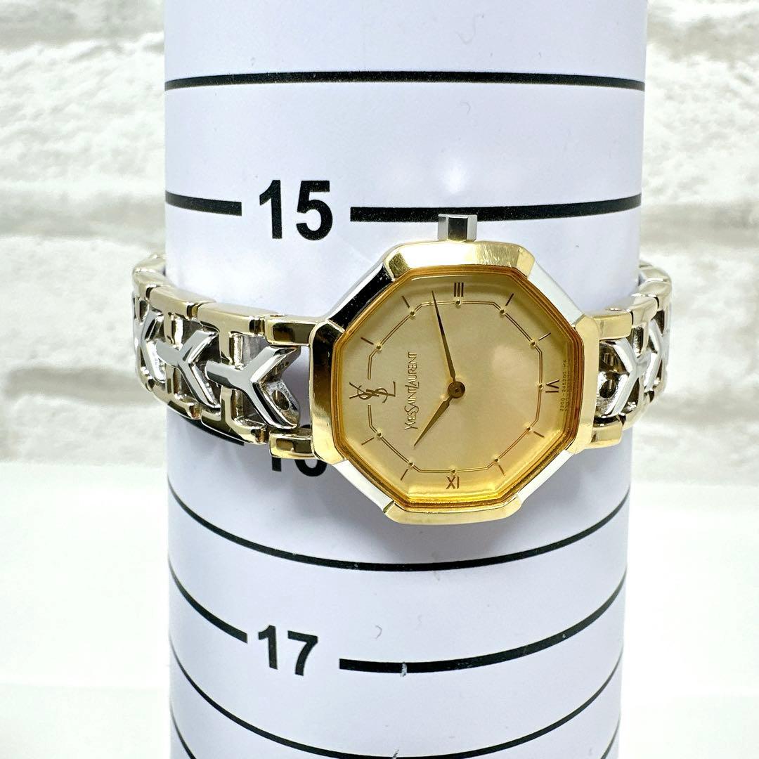 極美品 稼働 イブサンローラン 腕時計 Y字 オクタゴン コンビ 付属品あり