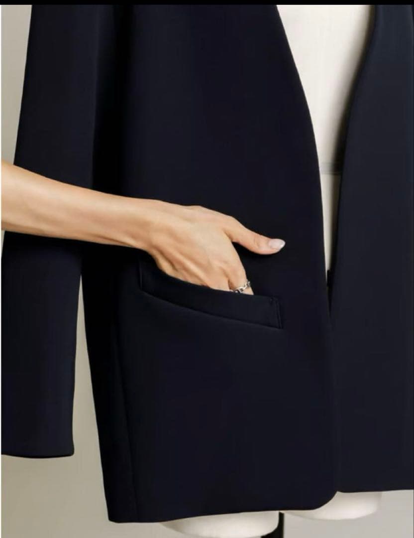 美品 Frey イージーオーバーサイズジャケット 無地 ネイビー S