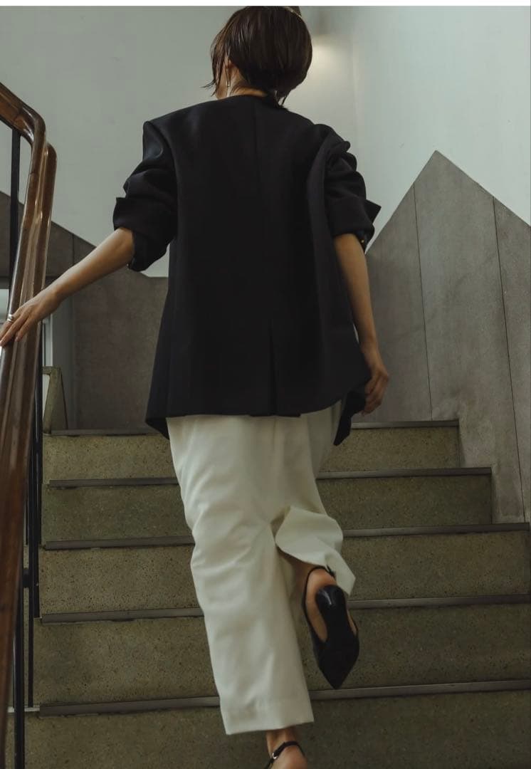 美品 Frey イージーオーバーサイズジャケット 無地 ネイビー S