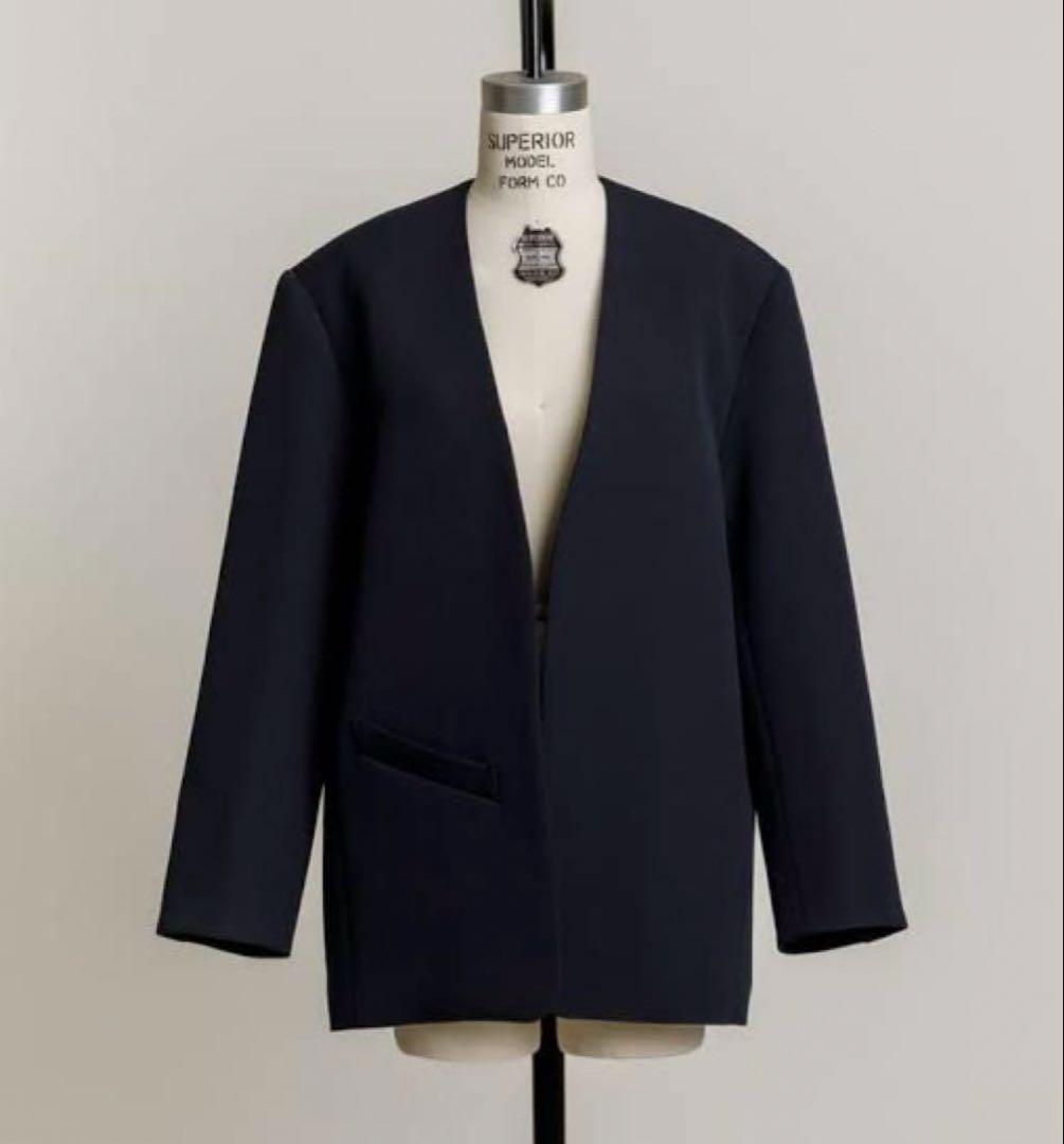 美品 Frey イージーオーバーサイズジャケット 無地 ネイビー S