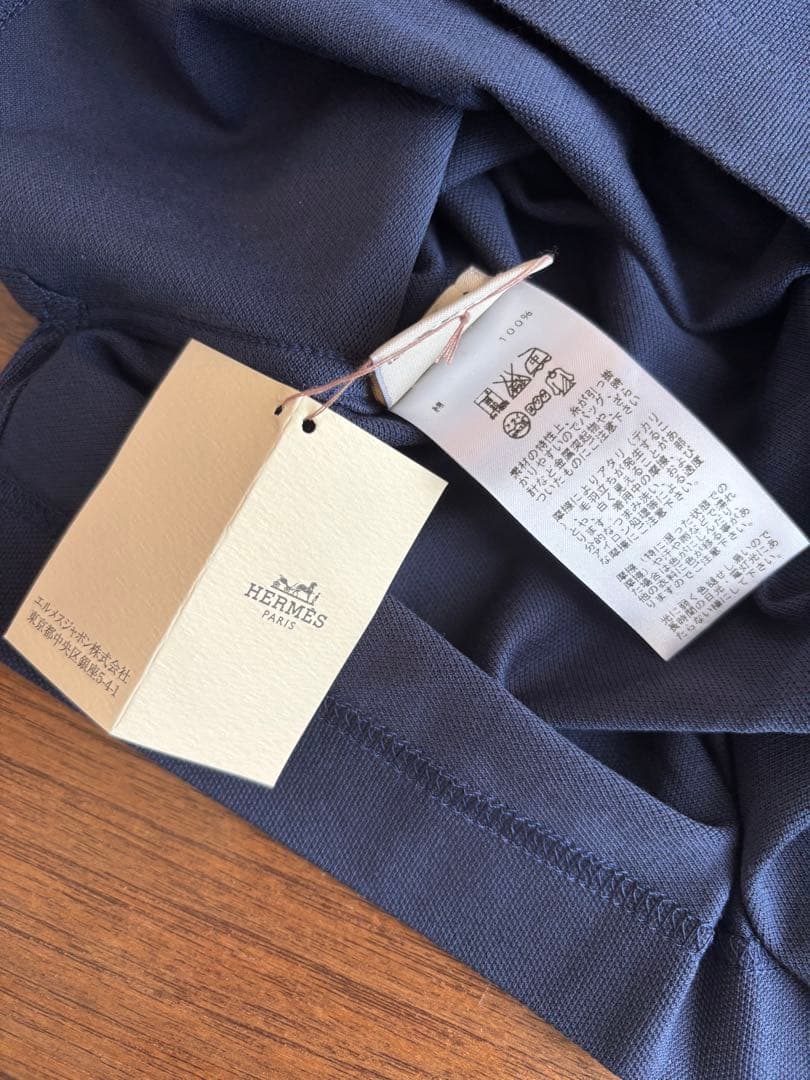 正規店購入　エルメス　HERMES 半袖　ポロシャツ　ネイビー　XL
