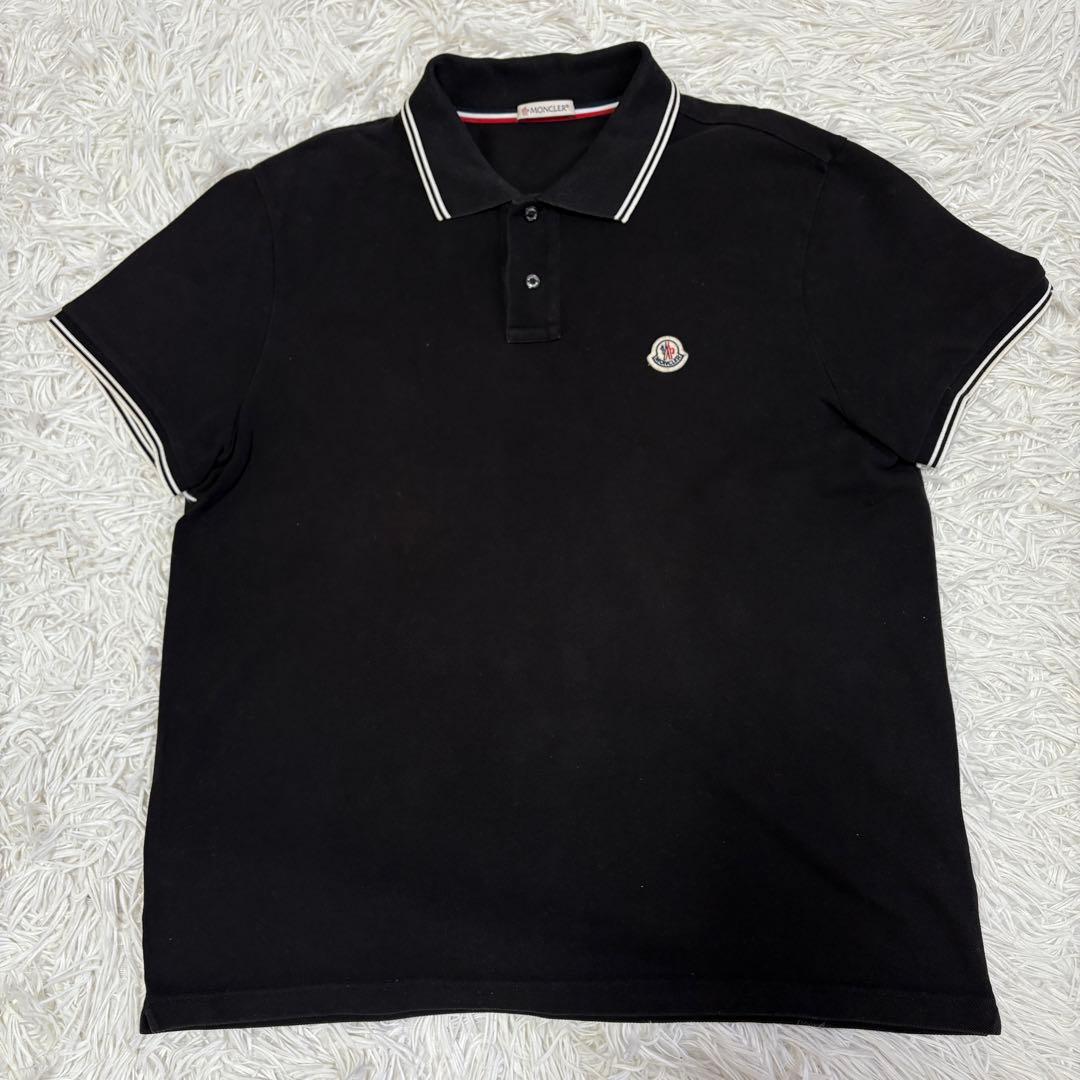 モンクレール　ポロシャツ　トリコロール　ワッペン　黒　Lサイズ
