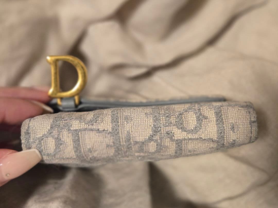 【美品】Dior Saddle Lotus ウォレット（グレー）