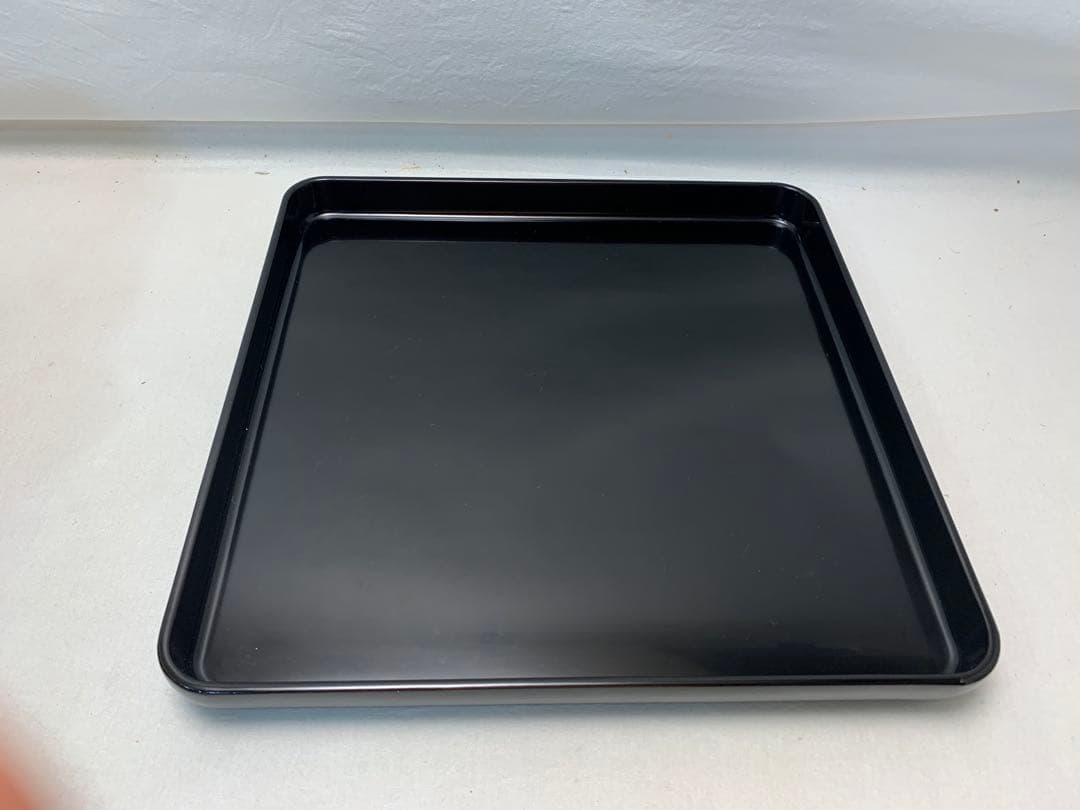 美品 懐石道具 木製黒真塗 四方膳 会席膳 6客組 銘々盆 平膳 宴会盆