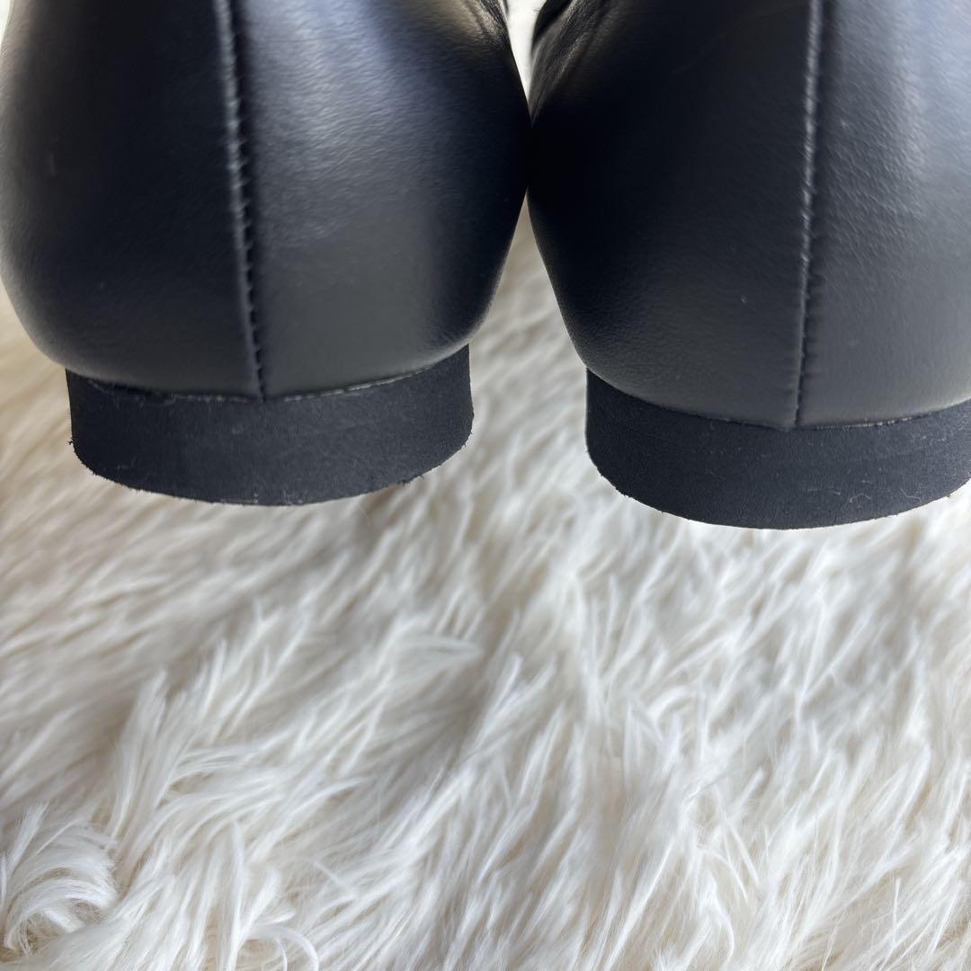 【美品】LE TALON リボンバレエシューズ 24cm 黒　レザー 日本製