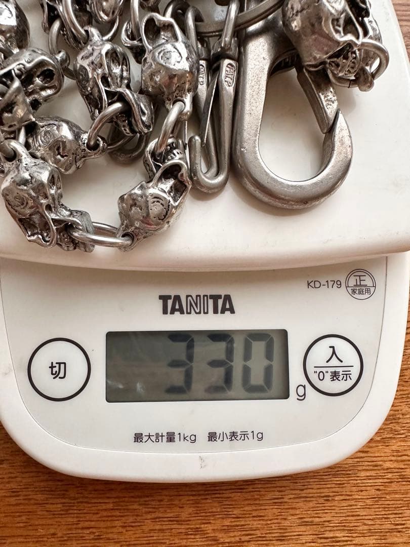 スカルデザイン ウォレットチェーン キーホルダー シルバー調