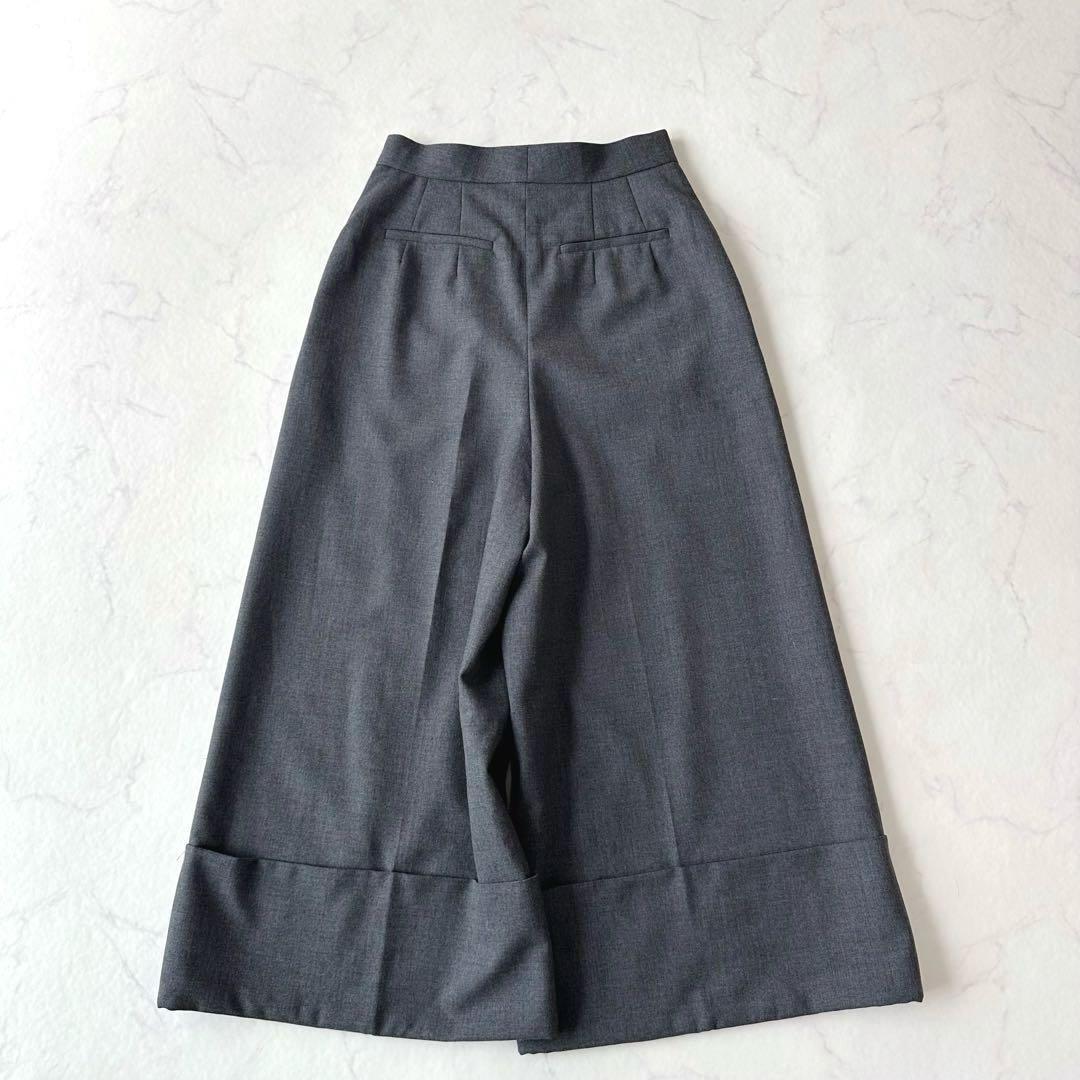 美品ENFOLD エンフォルド ロールアップクロップドパンツ ウール グレー38