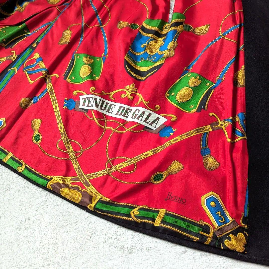 Herno ヘルノ ダブルチェスターコート ブラック 総柄 S相当 ヴィンテージ