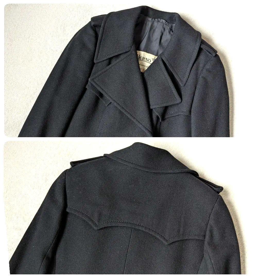 Herno ヘルノ ダブルチェスターコート ブラック 総柄 S相当 ヴィンテージ