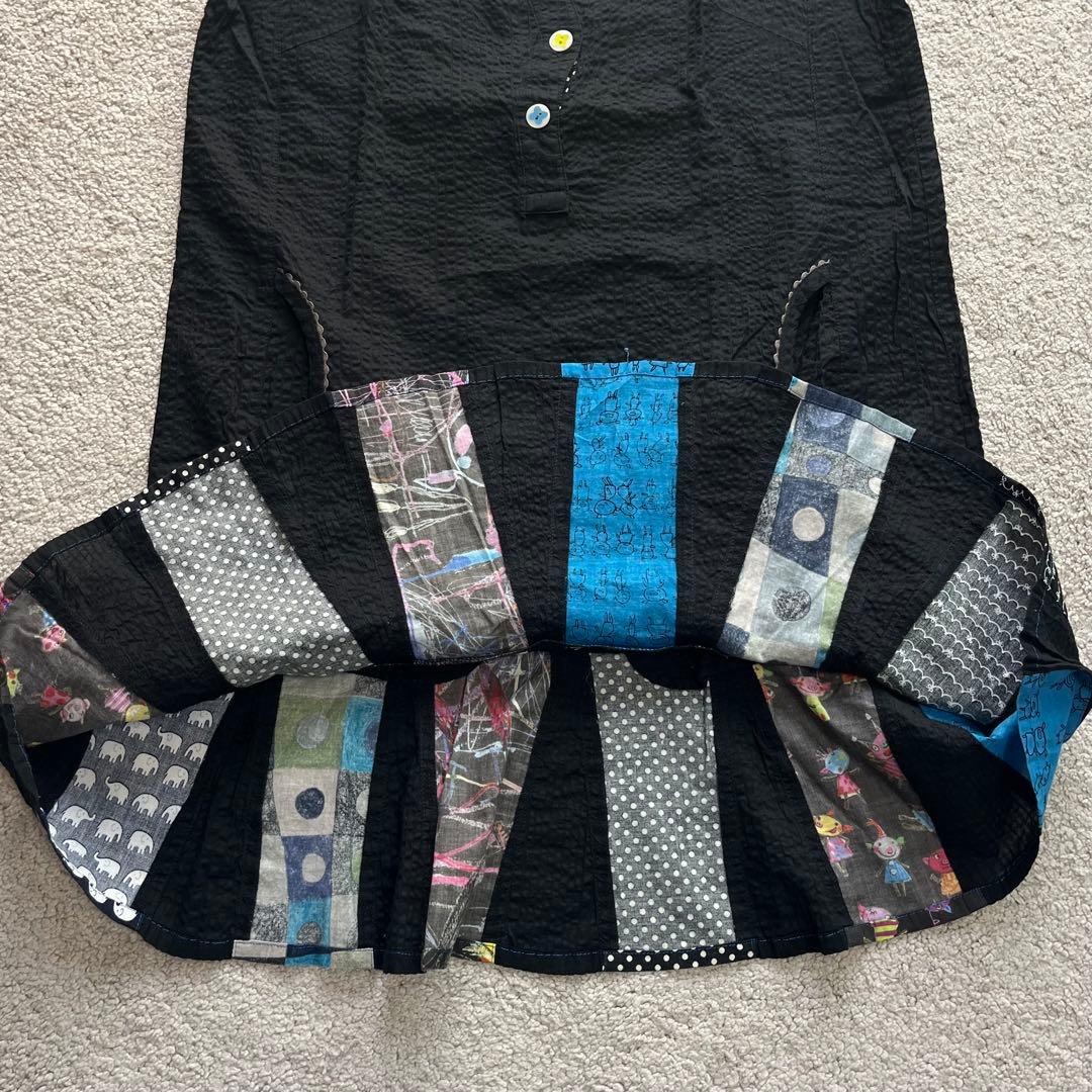 アルベロベロ オレボレブラ チュニック ワンピース ぶたさん ビーズ コットン黒