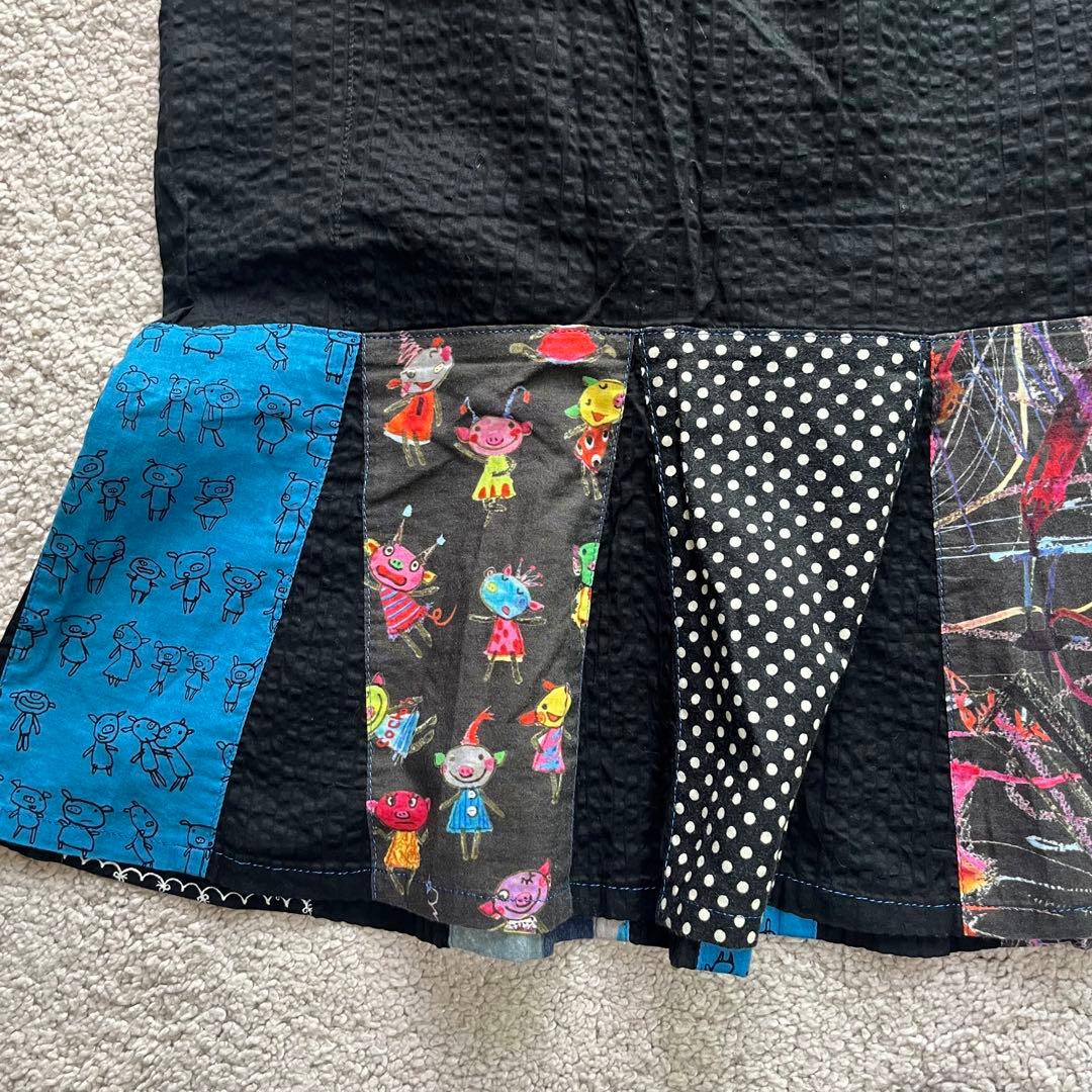 アルベロベロ オレボレブラ チュニック ワンピース ぶたさん ビーズ コットン黒