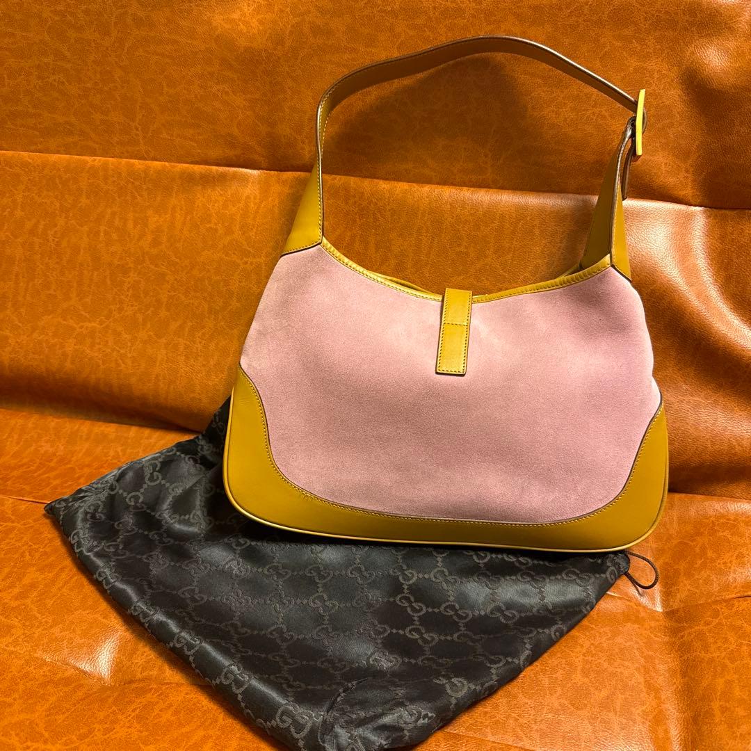 GUCCI スエードピンク ワンショルダーバッグ