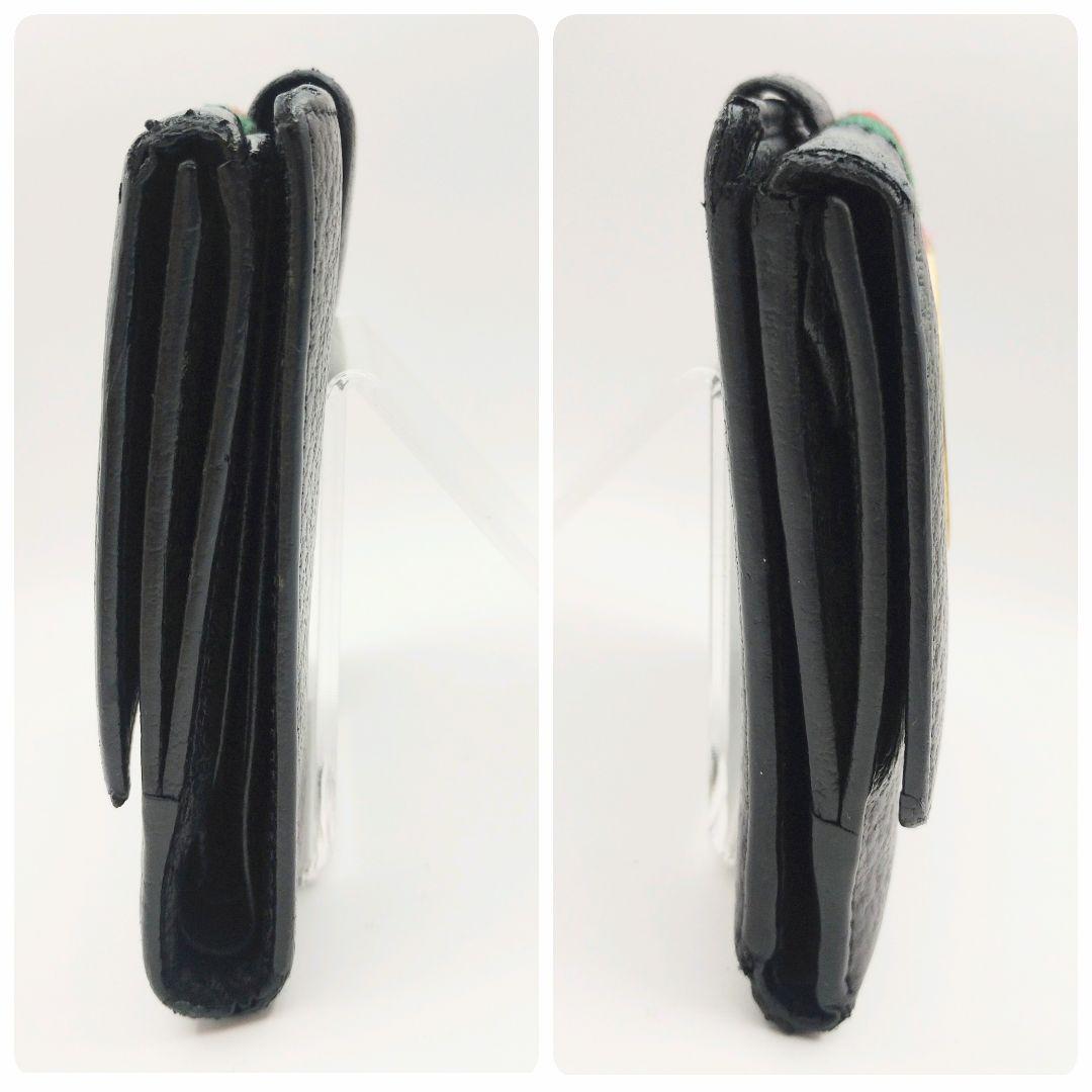 GUCCI 二つ折り財布 インターロッキング シェリーライン GG金具 黒 本革