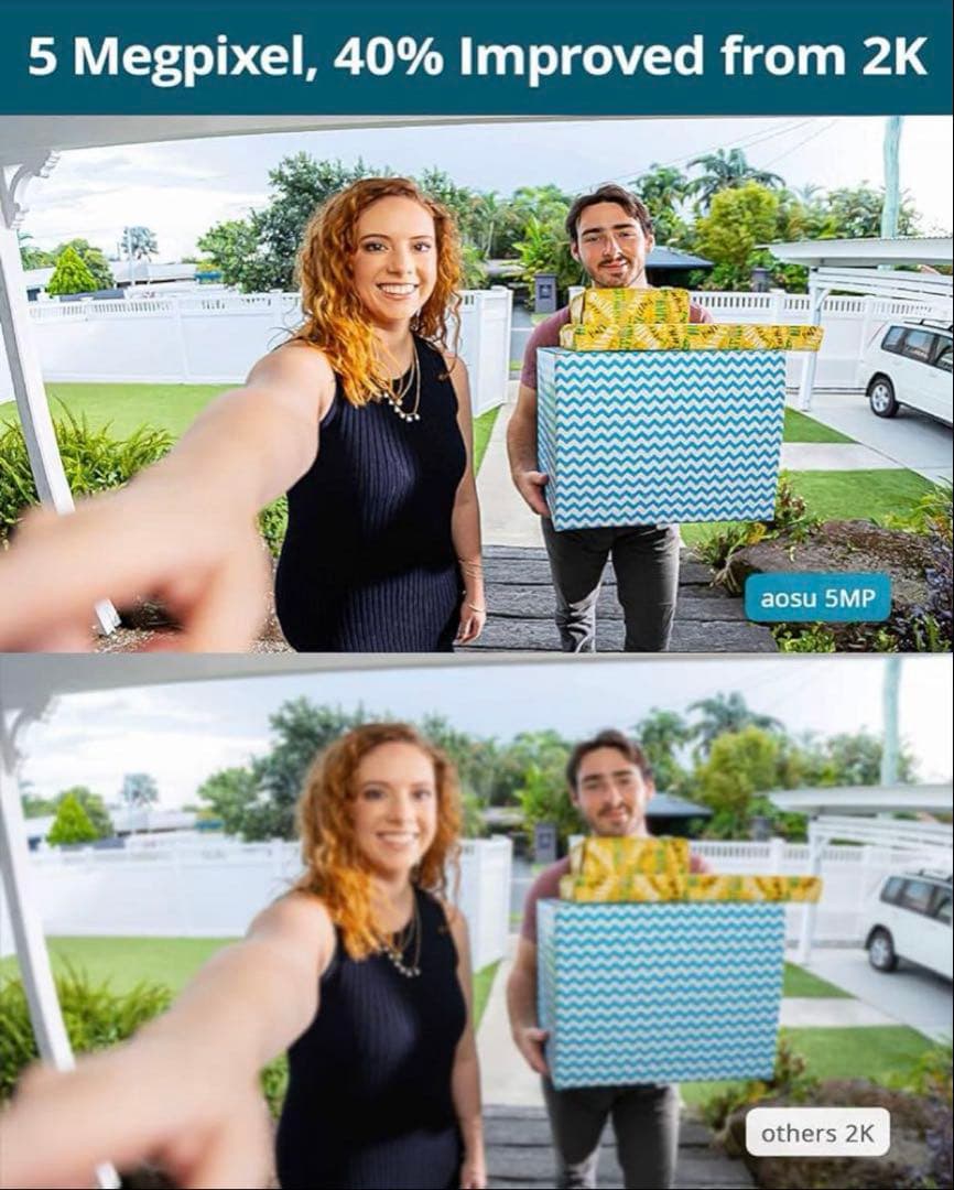 ✨新品未使用✨　AOSU 5MP画質 インターホン ワイヤレス ドアベル 防犯